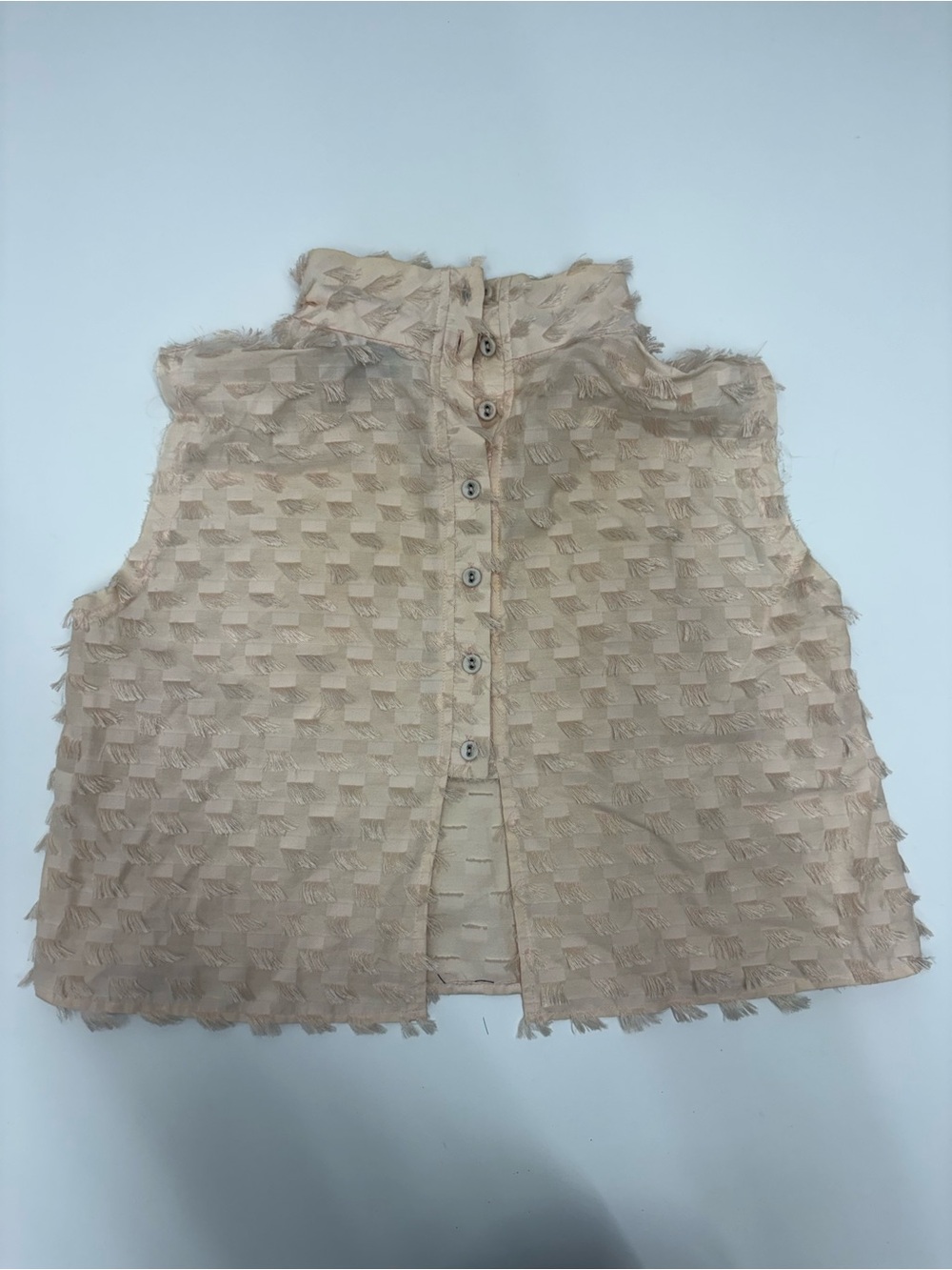 Rachel Comey Fringed Textured Sleeveless Crop Top in Beige